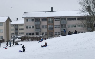 Sneen er iskold og kælkeklar – og det fik beboerne ud i det friske vejr!